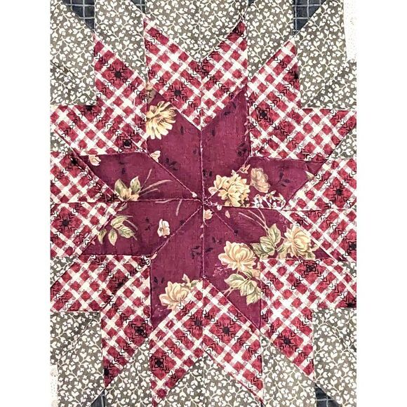 Quilted Star Pillow Bed Sham Floral Large 25 x 41-inch Cotton Polyester - Picture 7 of 7